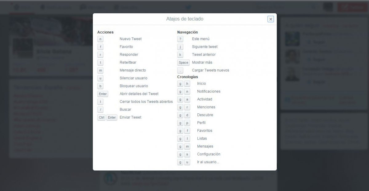Todos los accesos directos de teclado de Twitter