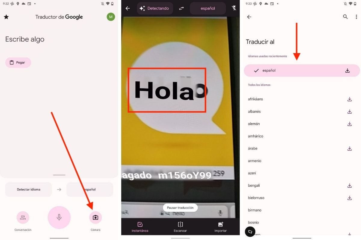 Traducir una imagen en tiempo real con Google Translate