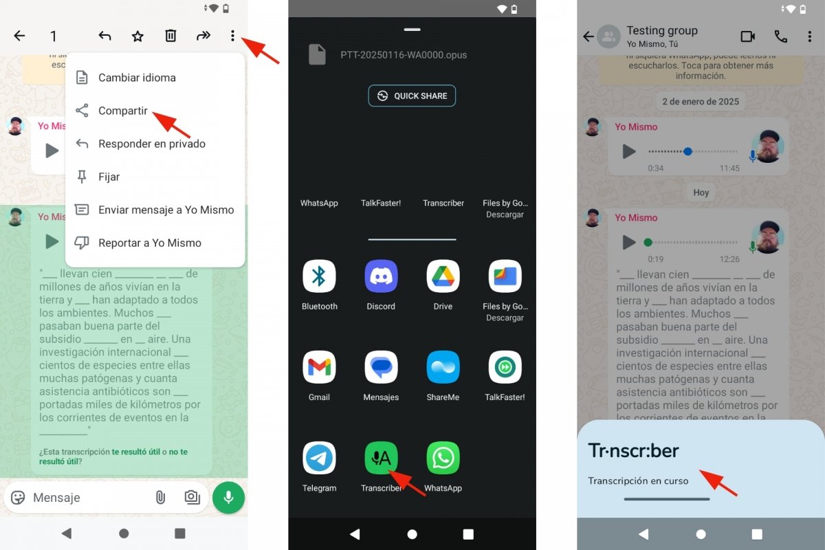 Transcribir audios de WhatsApp con Transcriber