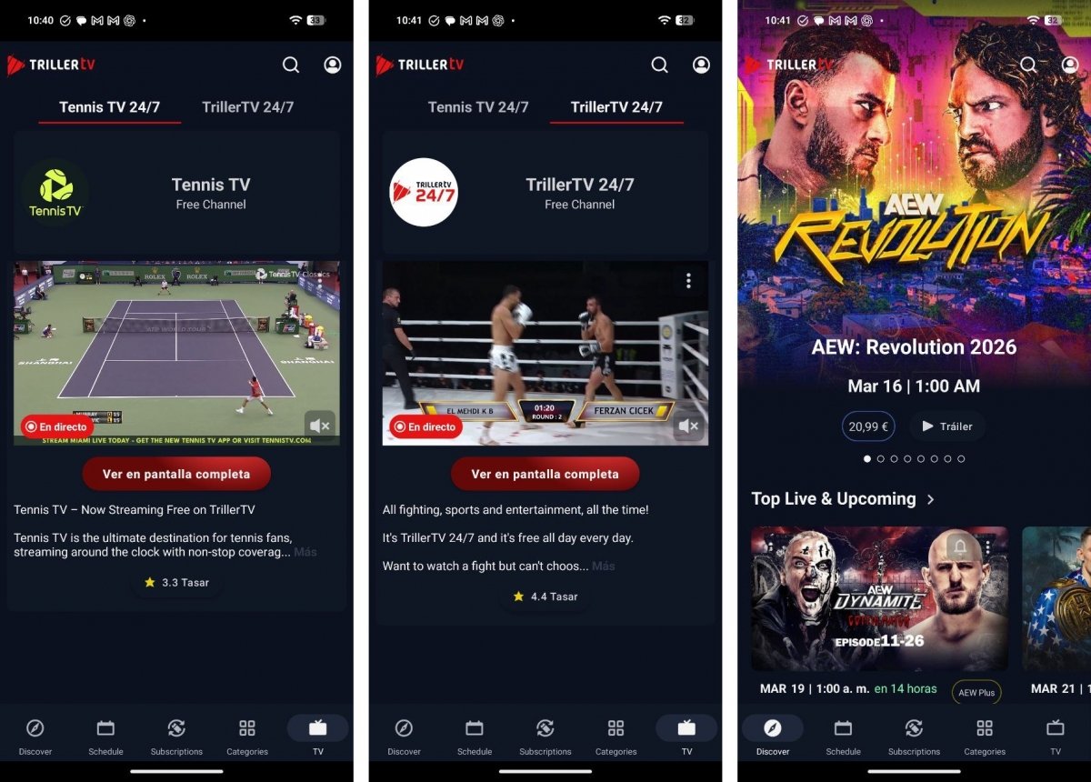 Triller TV está especializado en deportes de lucha, con un directo para el tenis