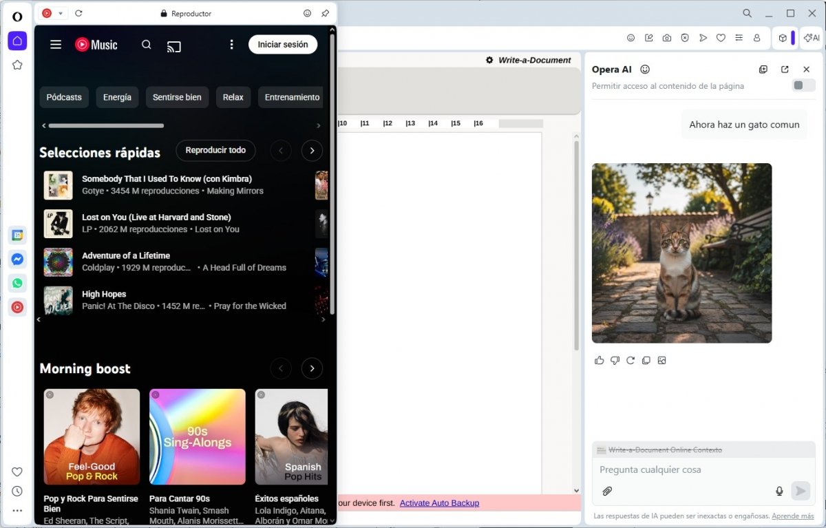 Tu música siempre a tu lado en Opera One, sin aplicaciones adicionales