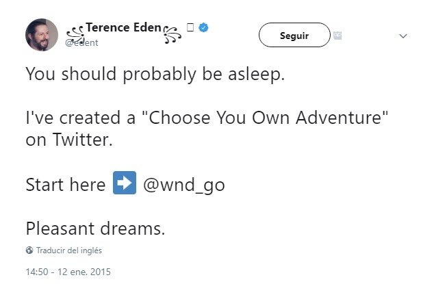 Tweet original de Terence Eden que da comienzo a su aventura