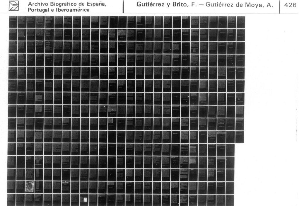 Un ejemplo de microfichas expuestas