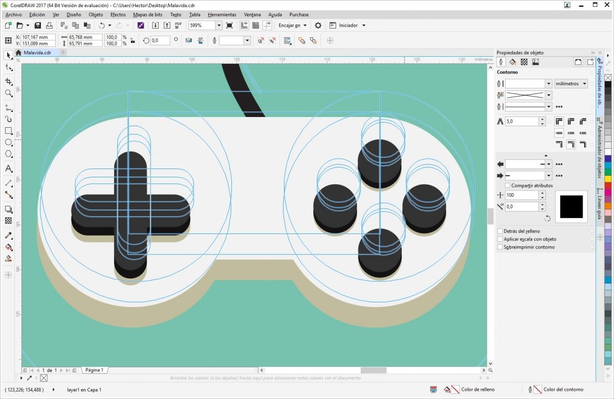Un gamepad diseñado con CorelDraw