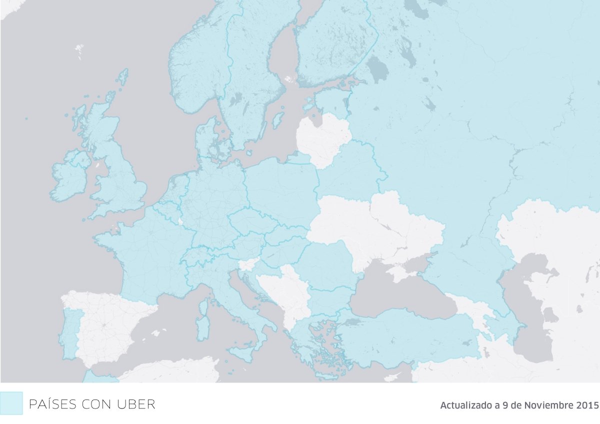 Un gráfico sobre la presencia de Uber en Europa
