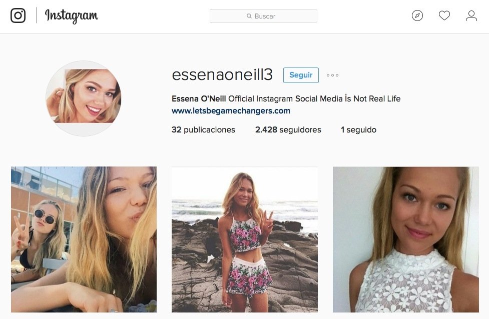 Una de las cuentas falsas de Essena O’Neill en Instagram