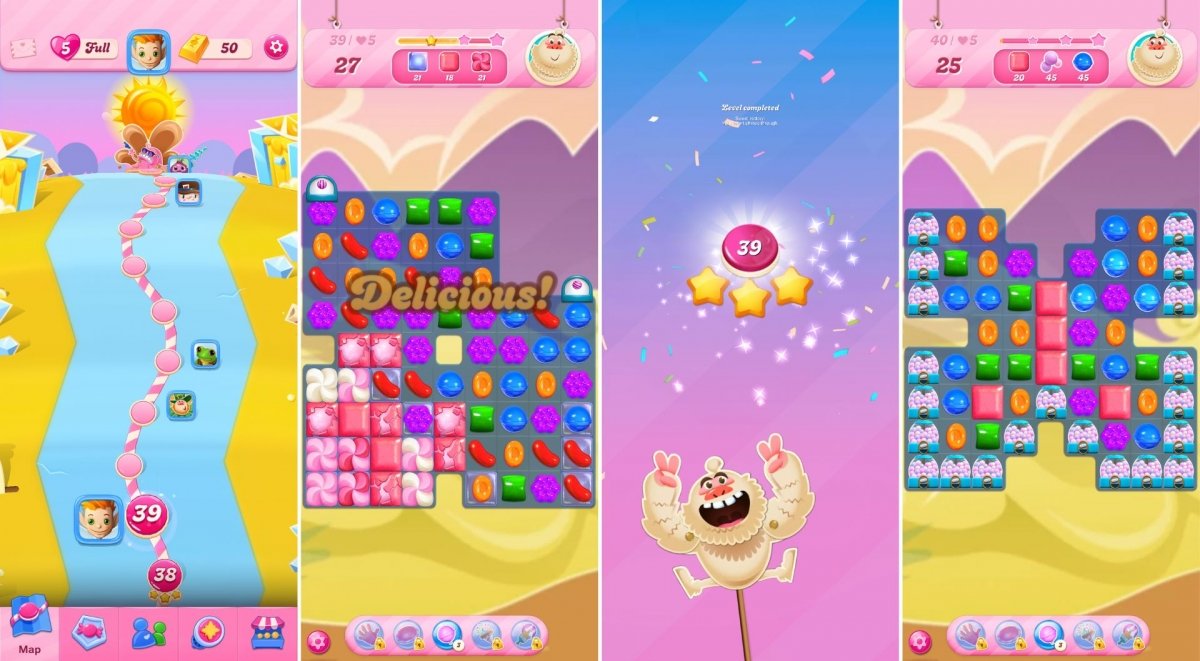 Una partida en Candy Crush Saga