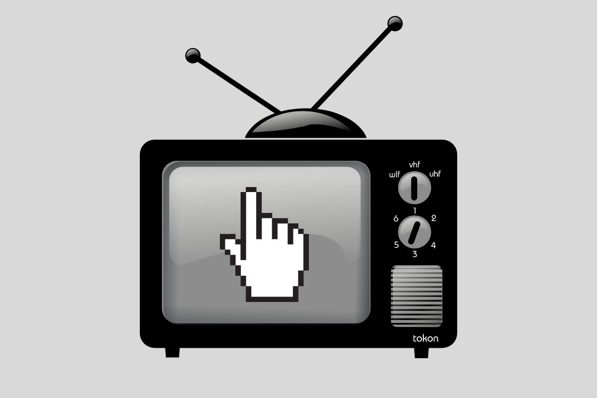 Una televisión con un símbolo de clic de PC