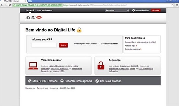 URL falsa de HSBC en la que los clientes introducen sus credenciales sin ningún tipo de miedo