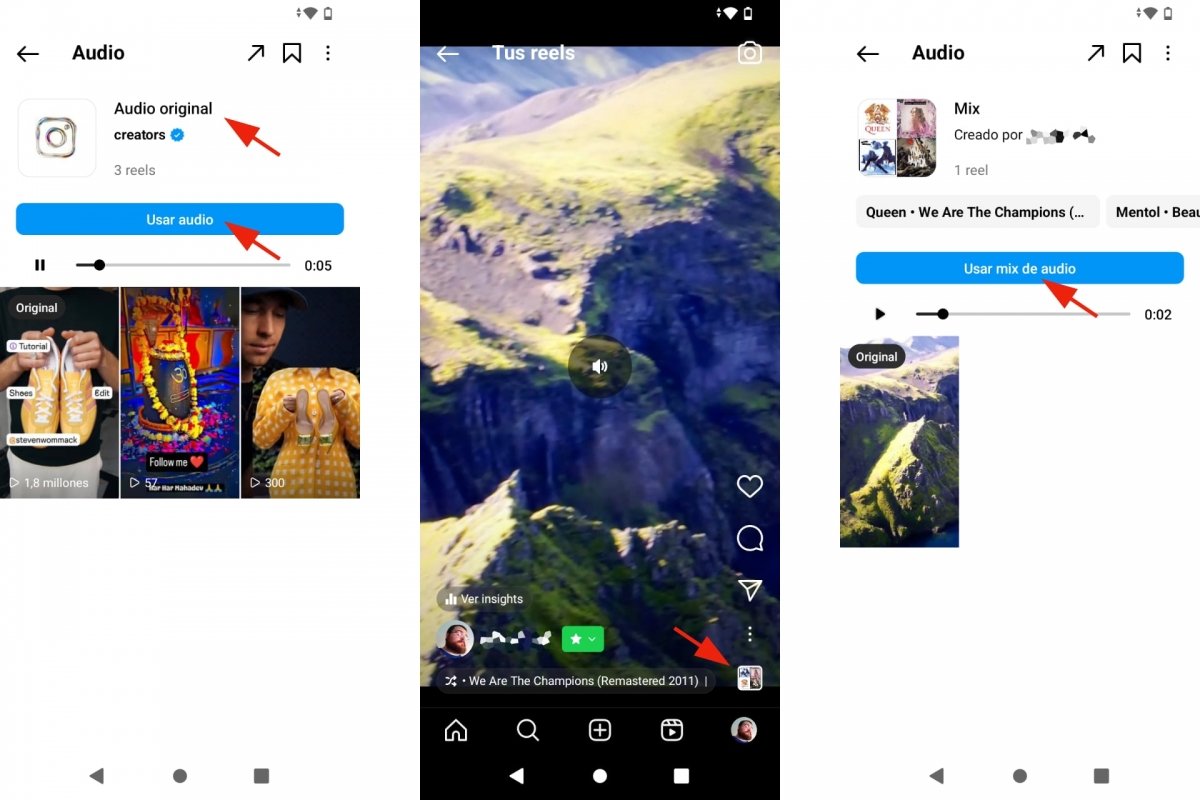 Usar un mix de audio en tus Reels de Instagram