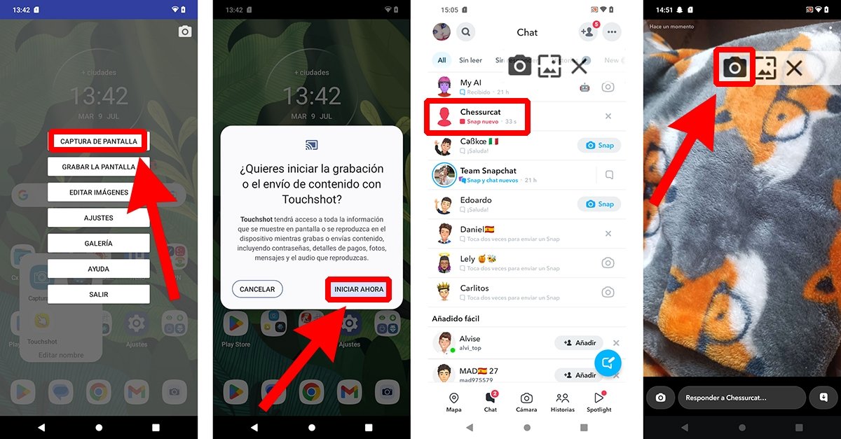 Utilizar una app de capturas de pantalla de terceros en Snapchat