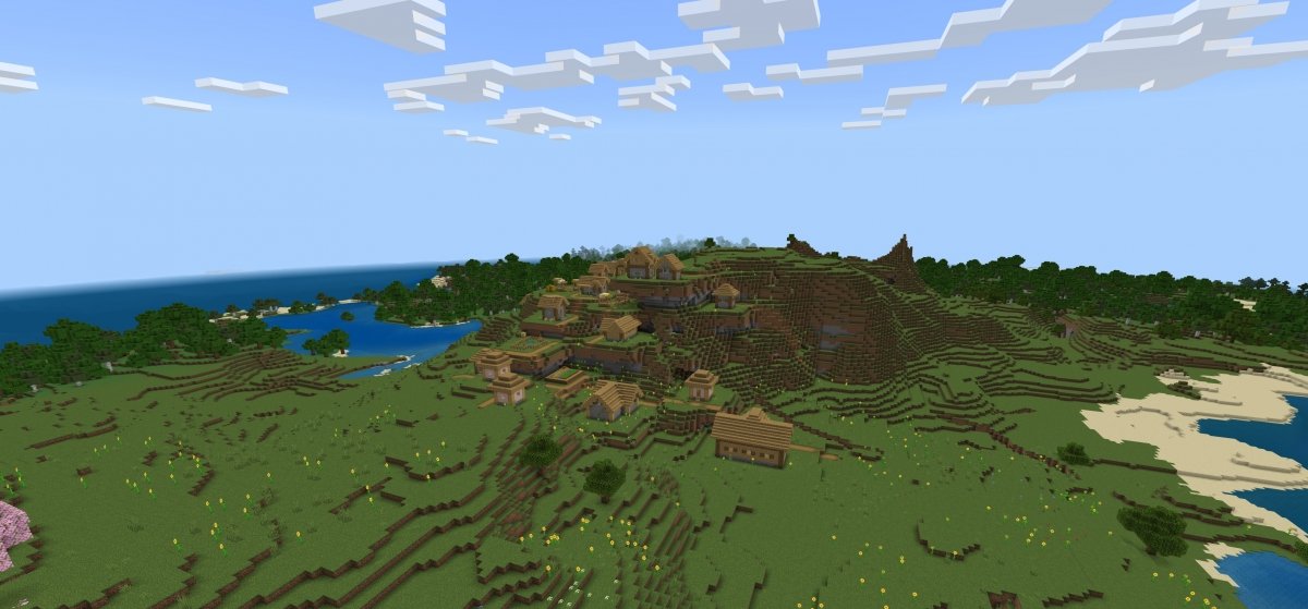 Valle con aldeas en Minecraft