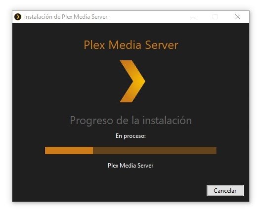 Ventana de instalación de Plex