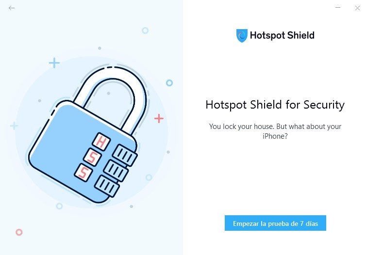 Ventana inicial de Hostspot Shield