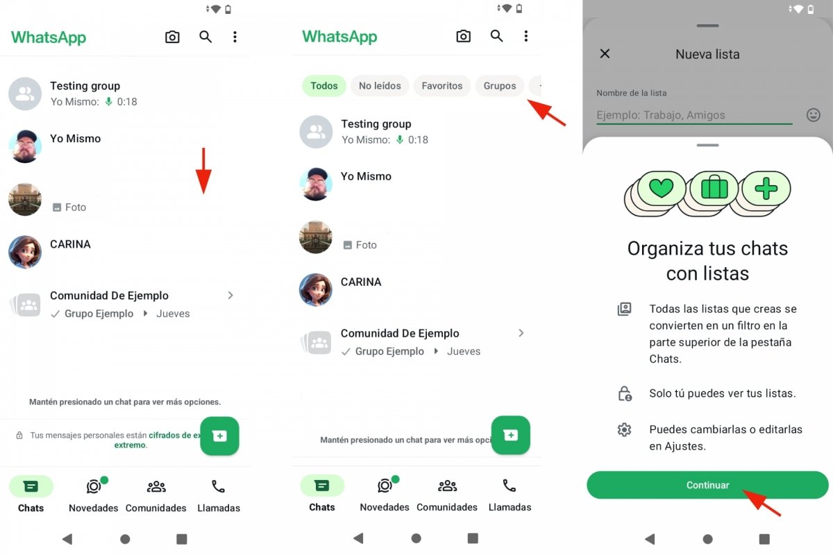 Ver y crear listas de chats en WhatsApp