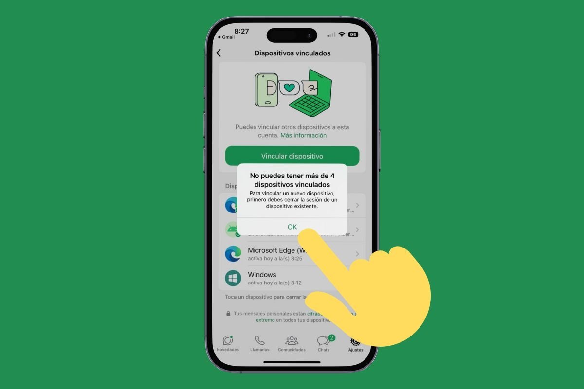Verás este mensaje en tu móvil si ya has vinculado demasiados dispositivos