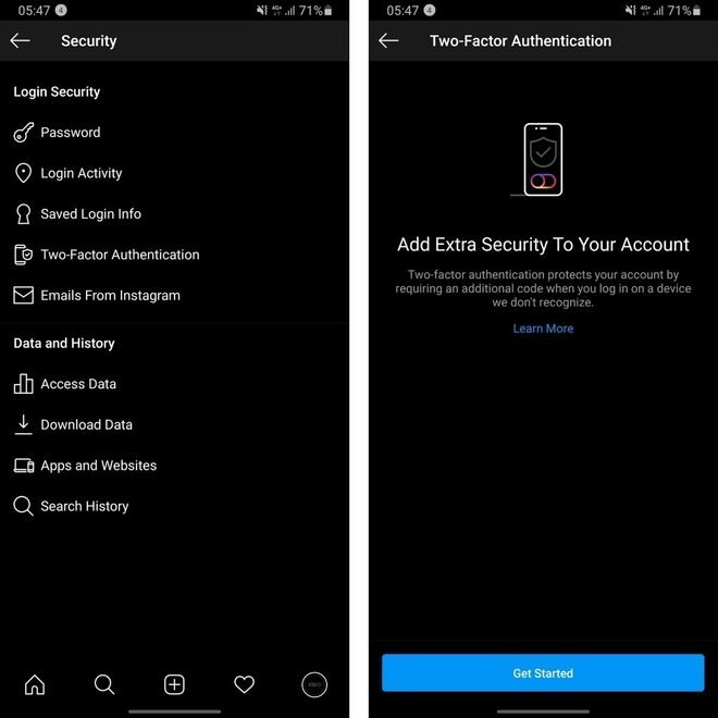 Verificación en dos pasos en Instagram