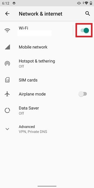 Verificar que el wifi esté activo en ajustes