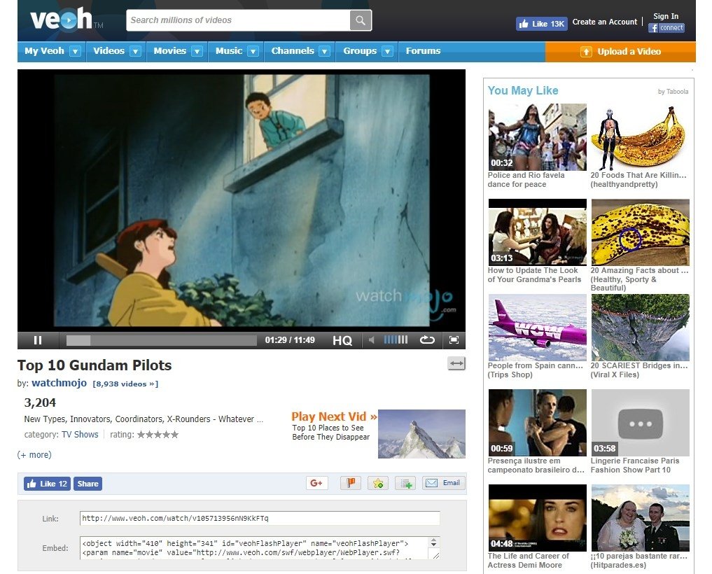 Vídeo anime en Veoh