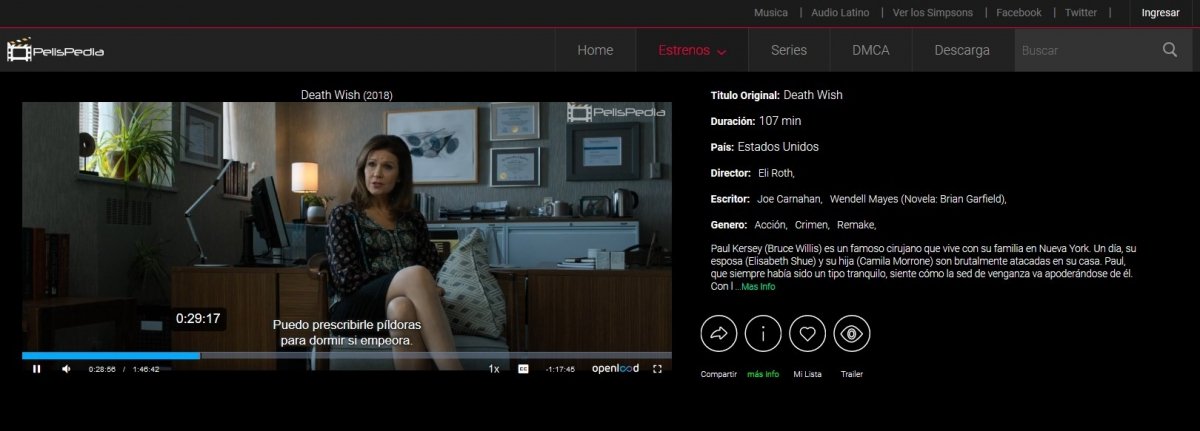 Viendo una película subtitulada en PelisPedia
