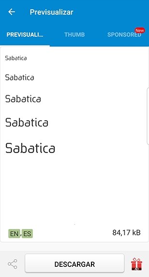 Vista de descarga de un tipo de letra