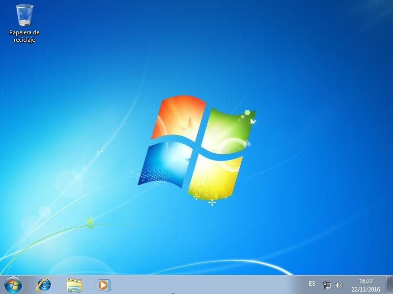 Vista del escritorio en Windows 7