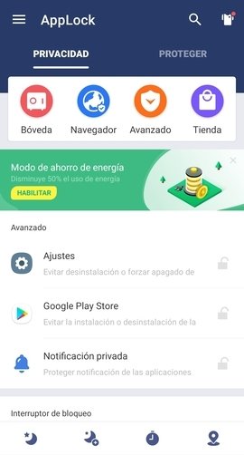 Vista principal de AppLock
