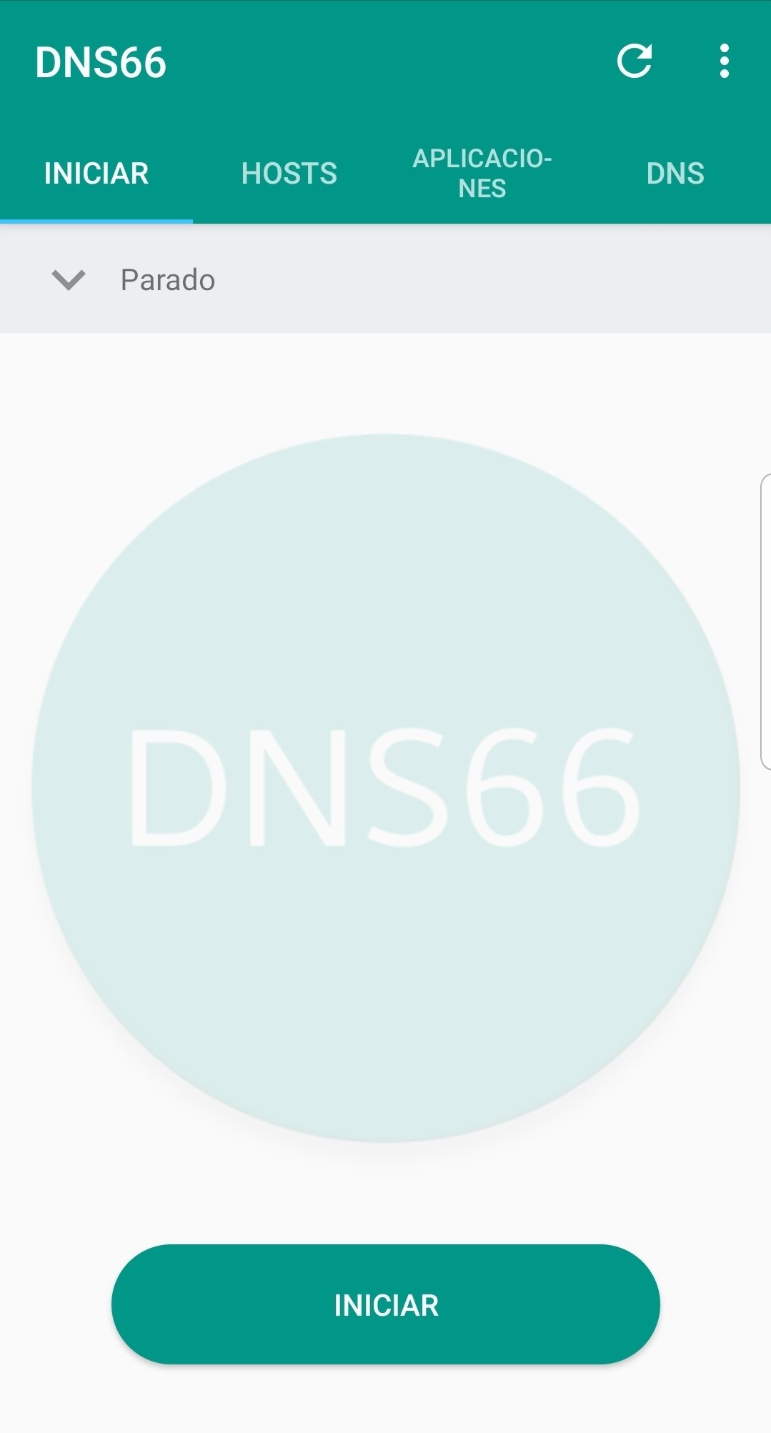 Vista principal de DNS66