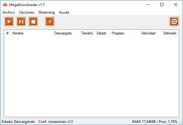 Vista principal de MegaDownloader