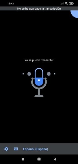Vista principal de transcripción instantánea