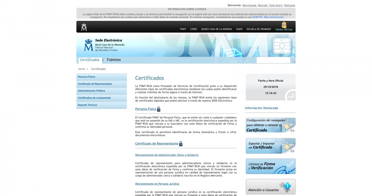 Web de la Fábrica Nacional de Moneda y Timbre