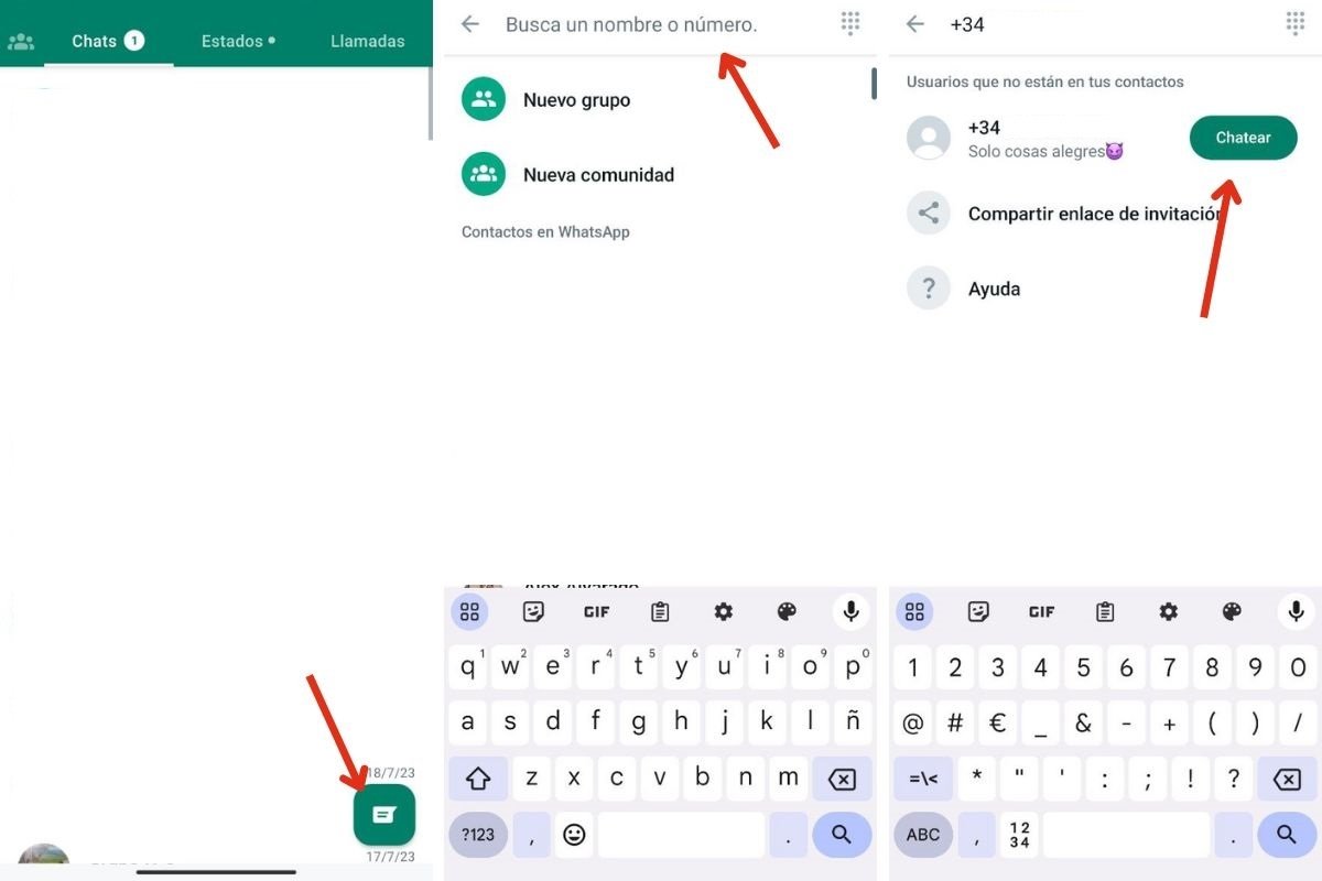 WhatsApp permite encontrar cualquier teléfono desde el apartado para abrir una nueva conversación