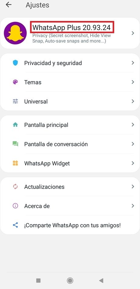 WhatsApp Plus actualizada a la nueva versión 20.93.24