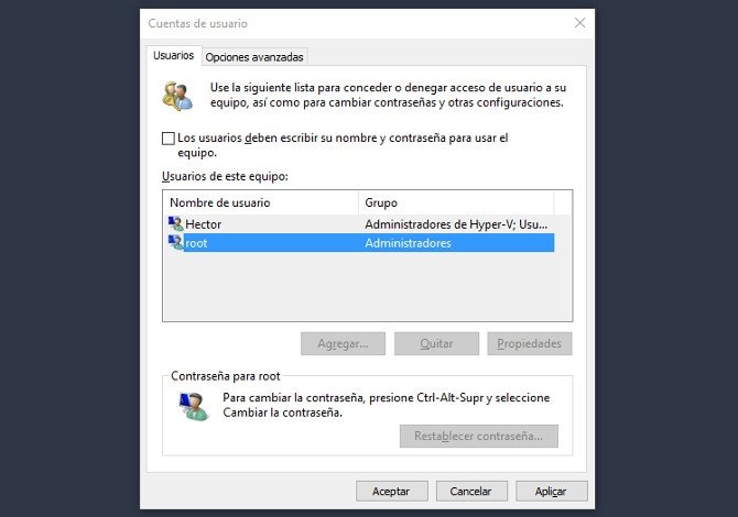 Windows 10: Cuentas de Usuarios > Usuarios