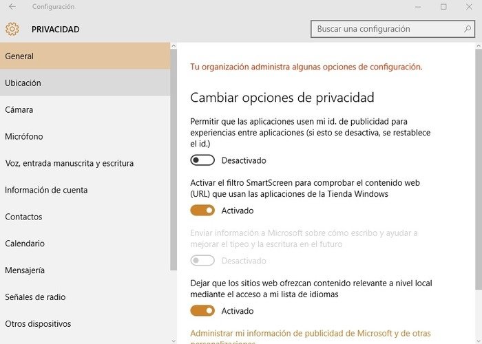 La privacidad en Windows 10