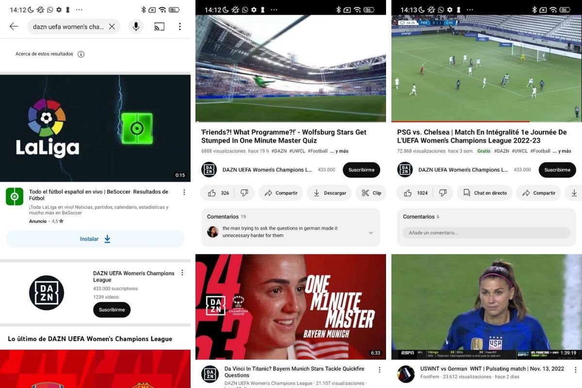 YouTube contiene infinidad de vídeos de fútbol y hasta partidos en directo
