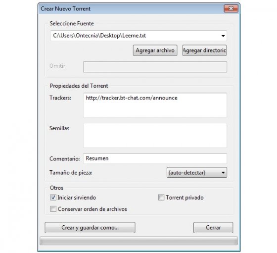 Crear un torrent