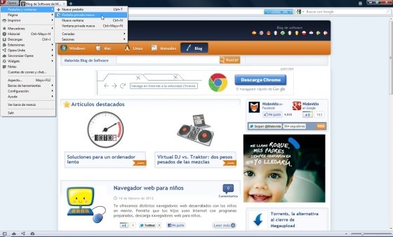 Configurar Opera para máxima privacidad