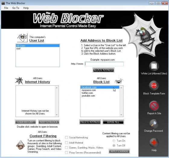 Bloquear el acceso a páginas web