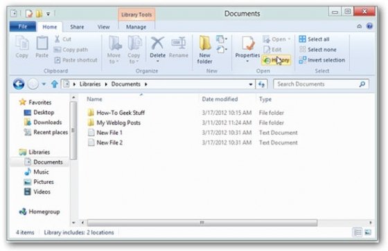Cómo usar el historial de archivos de W8 - 8