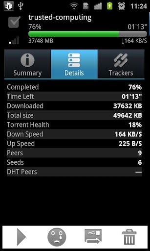 Aplicación aTorrent para Android