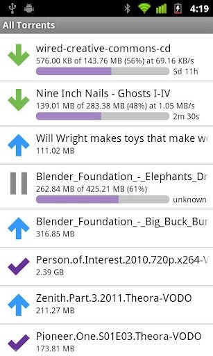 Aplicación BitTorrent Remote para Android