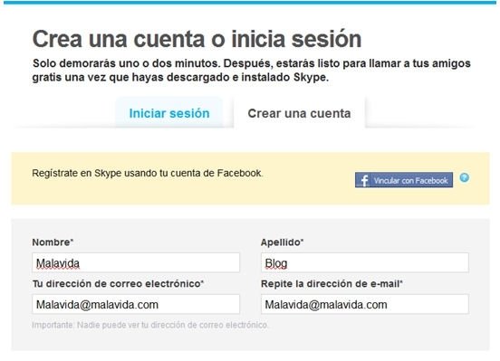 Crear cuenta Skype - 2