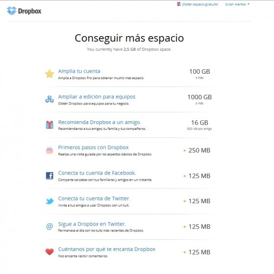 Maneras de aumentar capacidad en Dropbox gratis