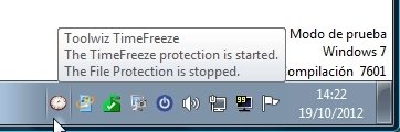 Toolwiz TimeFreeze en la barra de tareas