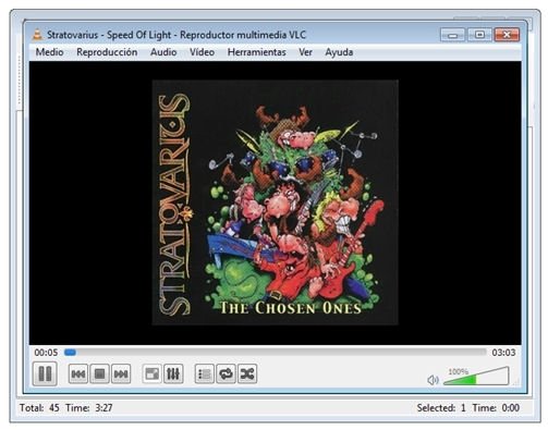 Reproductor ejecutando la lista de reproducción