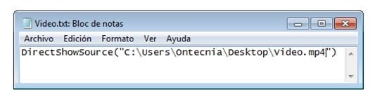 Archivo de texto para AviSynth