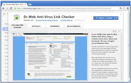 Complemento en la Chrome Web Store