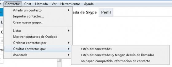 Configuración de vista de contactos