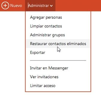 Restaurar contactos eliminados en la cuenta Microsoft